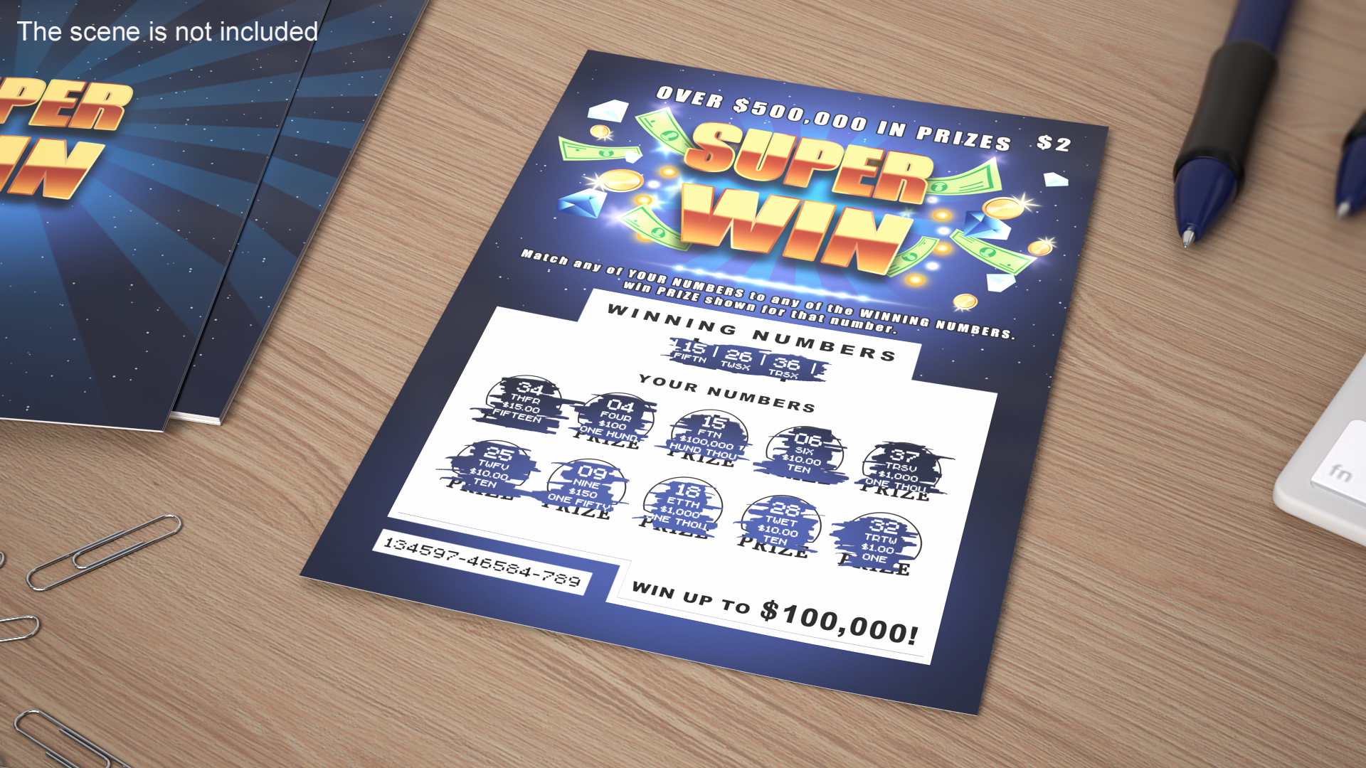 Super Win Scratch Off Lottery with Erased Layer 3D