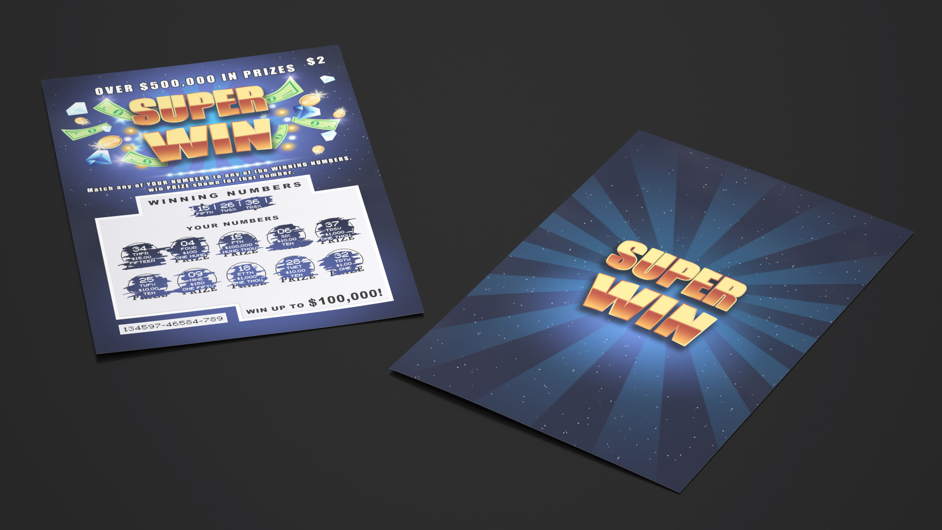 Super Win Scratch Off Lottery with Erased Layer 3D