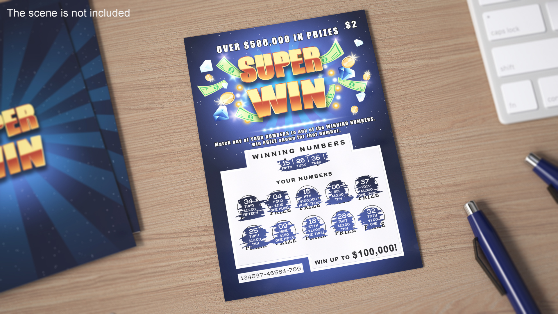 Super Win Scratch Off Lottery with Erased Layer 3D