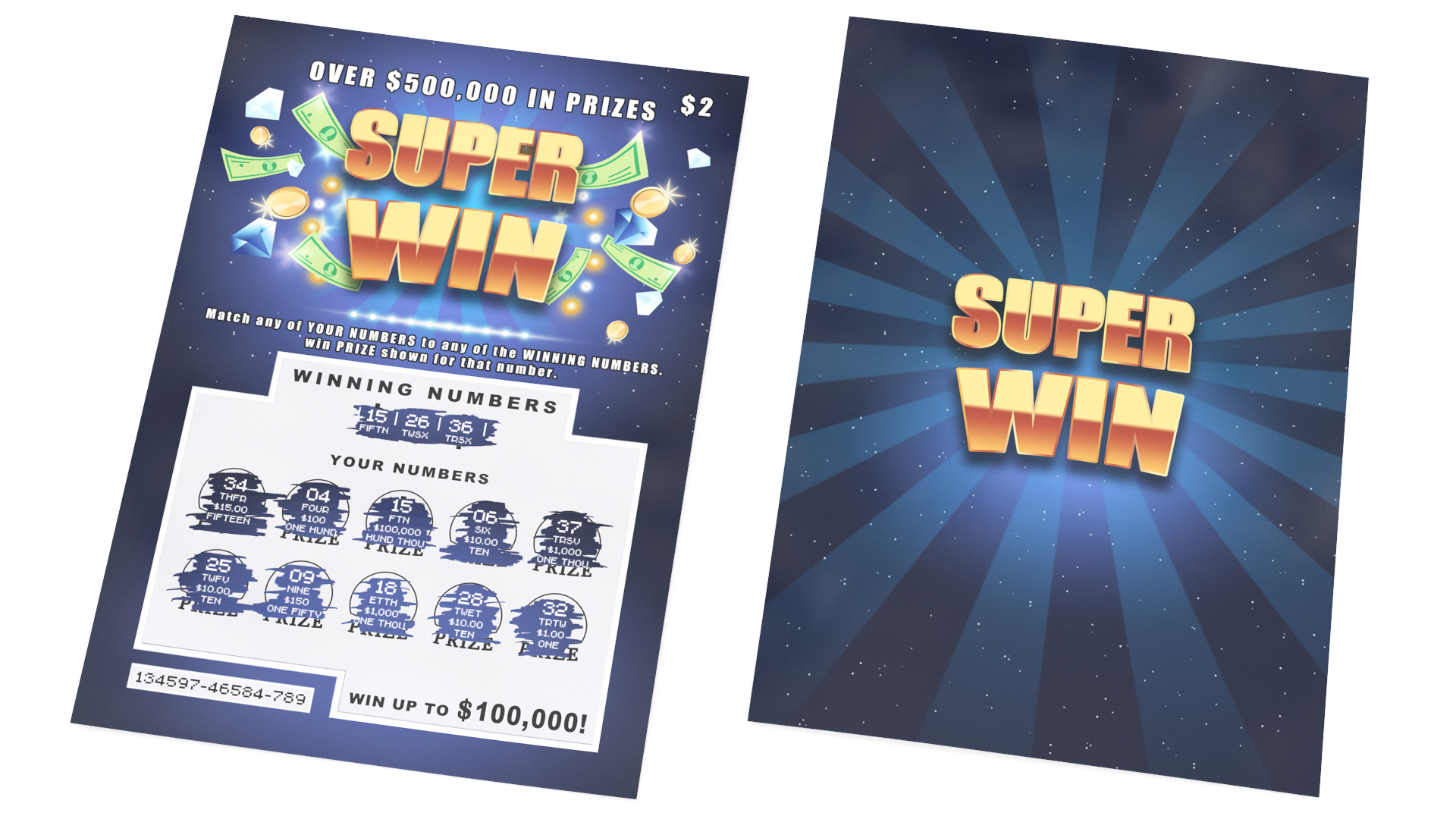 Super Win Scratch Off Lottery with Erased Layer 3D