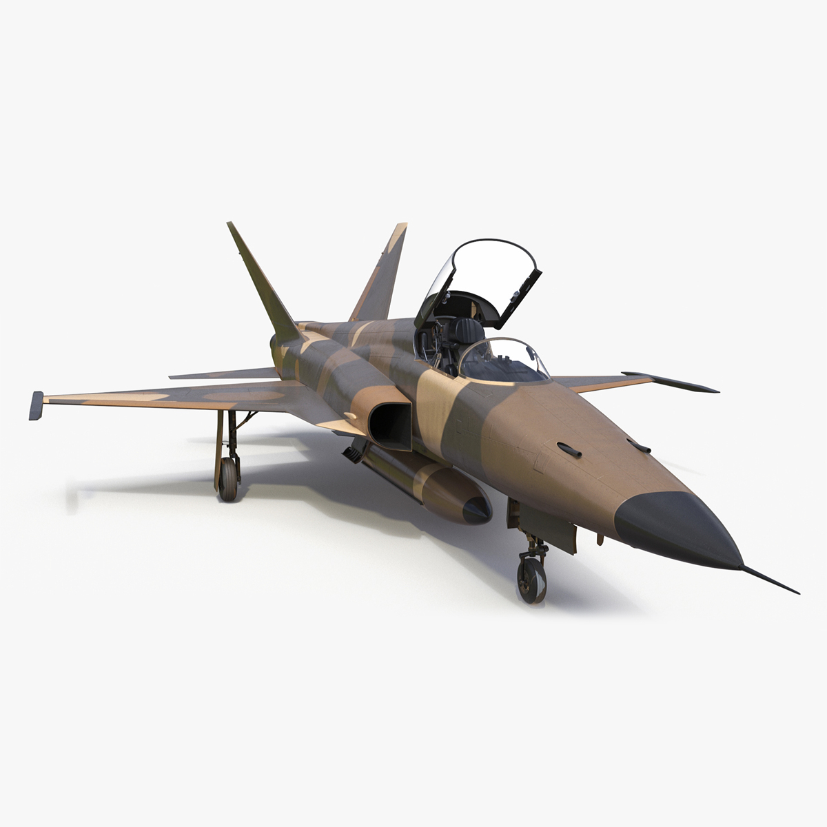 3D Sand Camouflaged Military Fighter Jet Rigged for Cinema 4D model