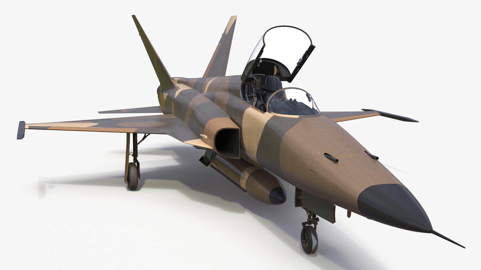 3D Sand Camouflaged Military Fighter Jet Rigged for Cinema 4D model