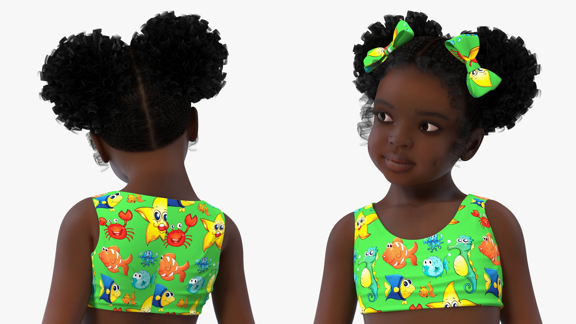 Standing Inflatable Circle Black Girl Child Swimsuit 3D