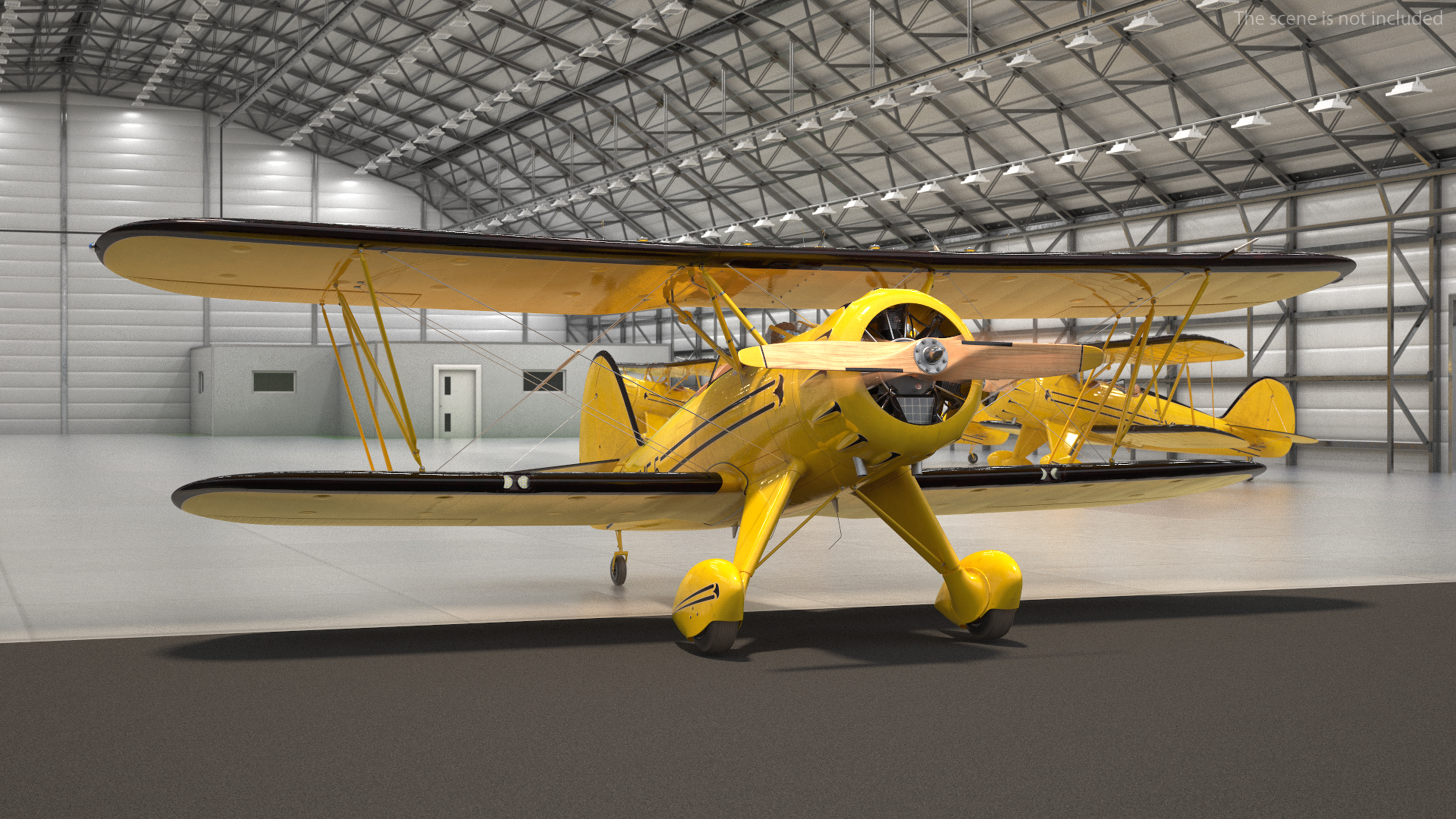 3D Vintage Biplane with Pilot