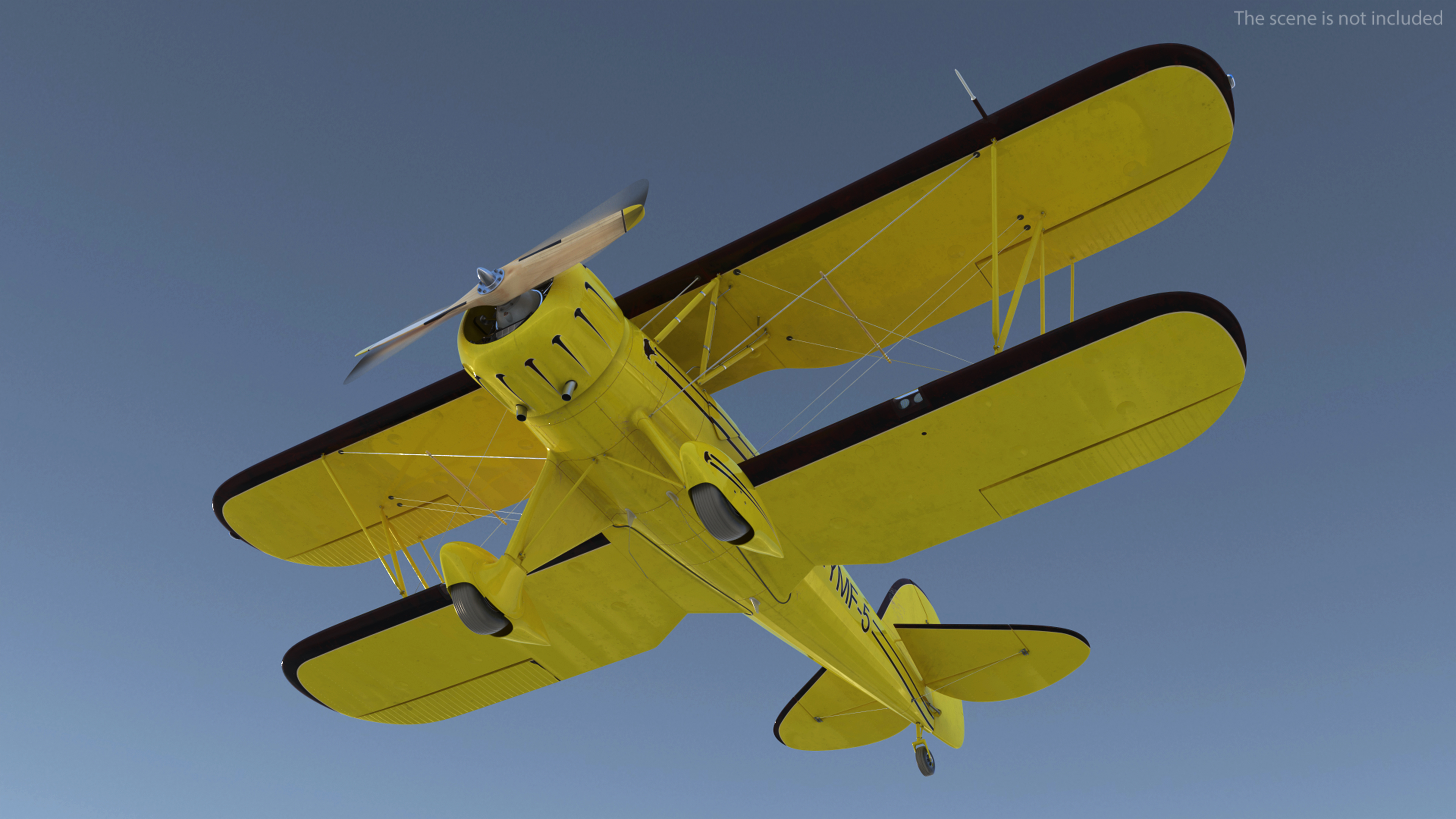 3D Vintage Biplane with Pilot