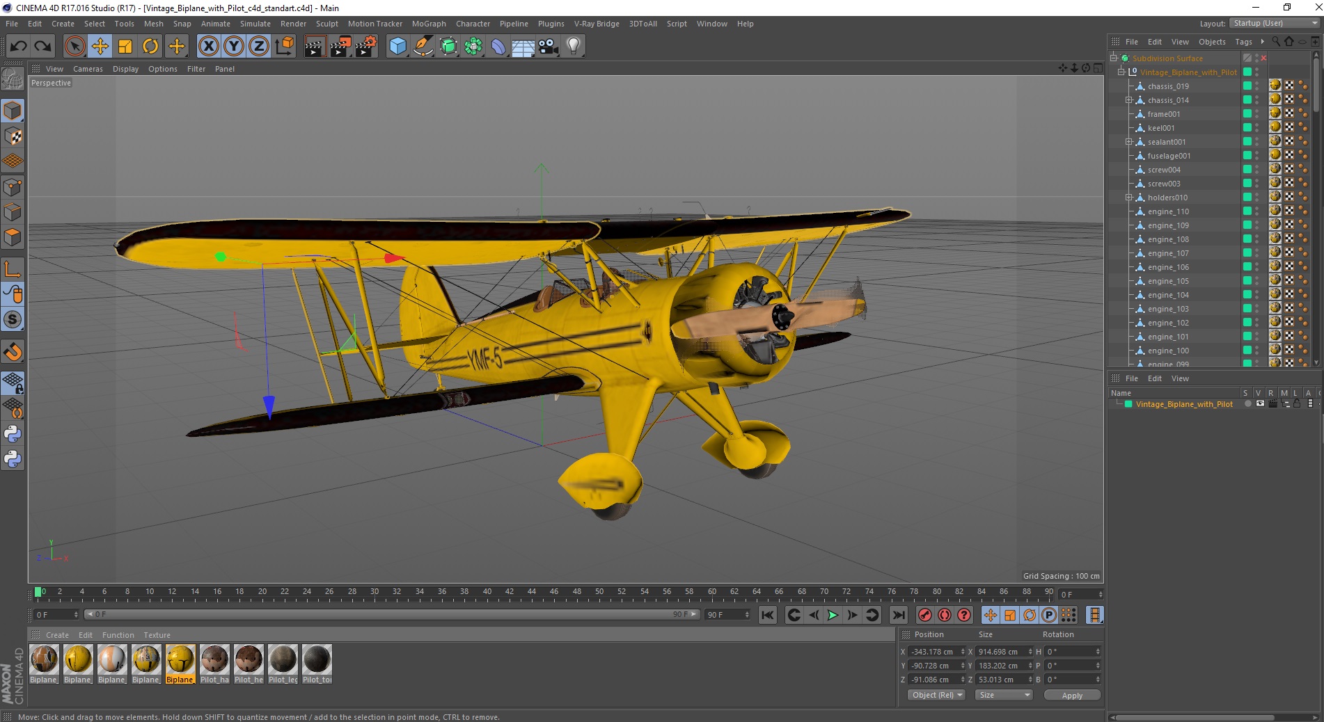 3D Vintage Biplane with Pilot