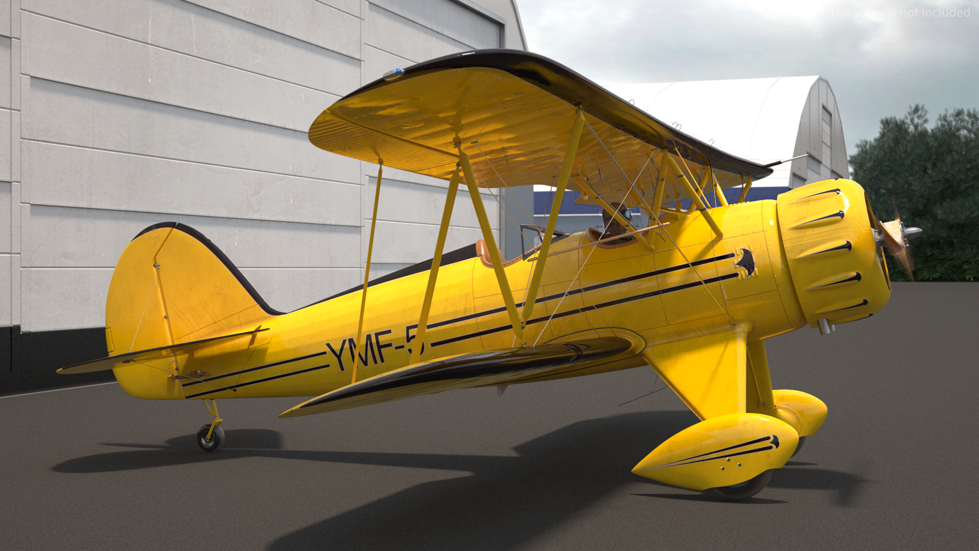 3D Vintage Biplane with Pilot