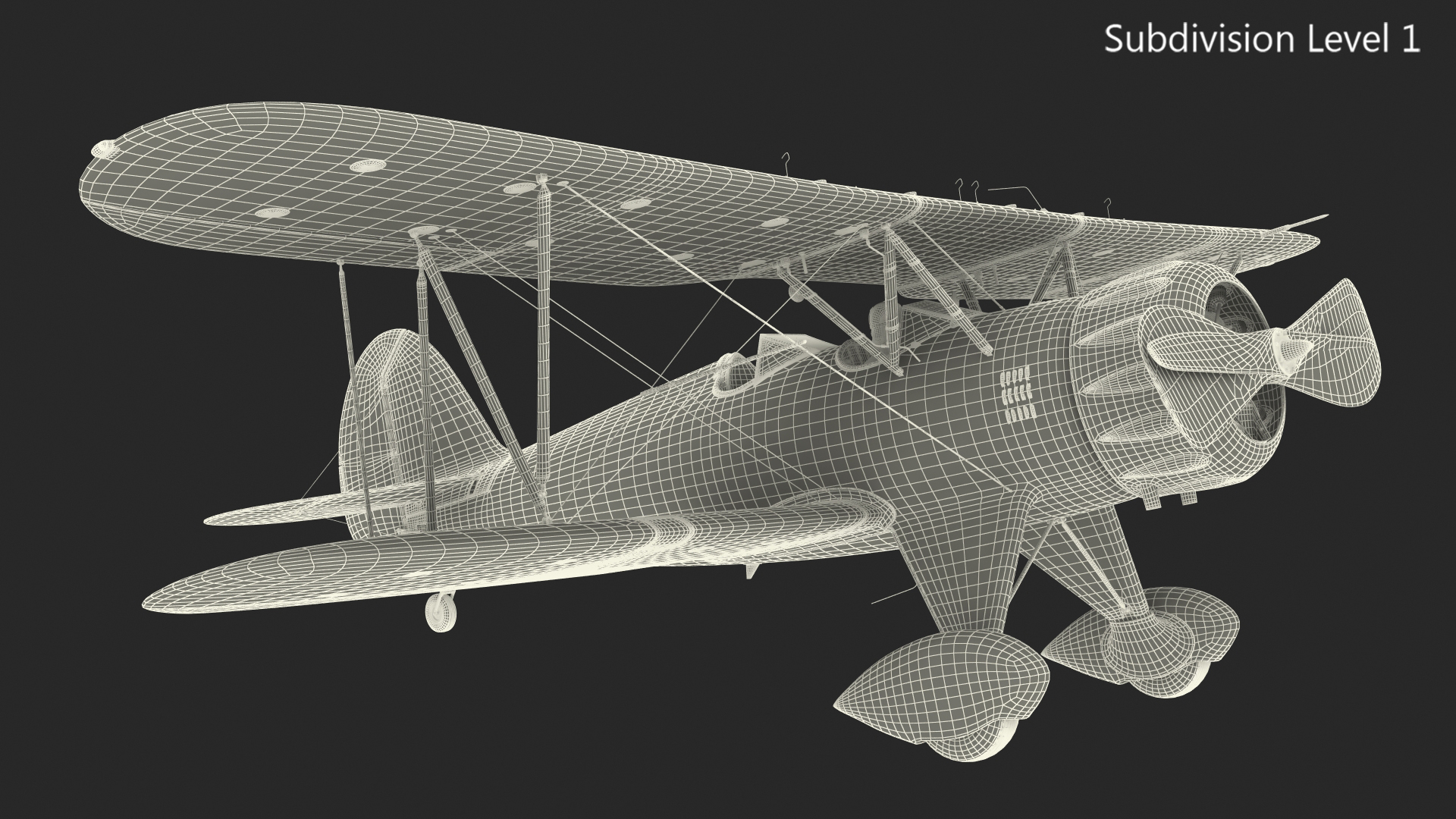 3D Vintage Biplane with Pilot