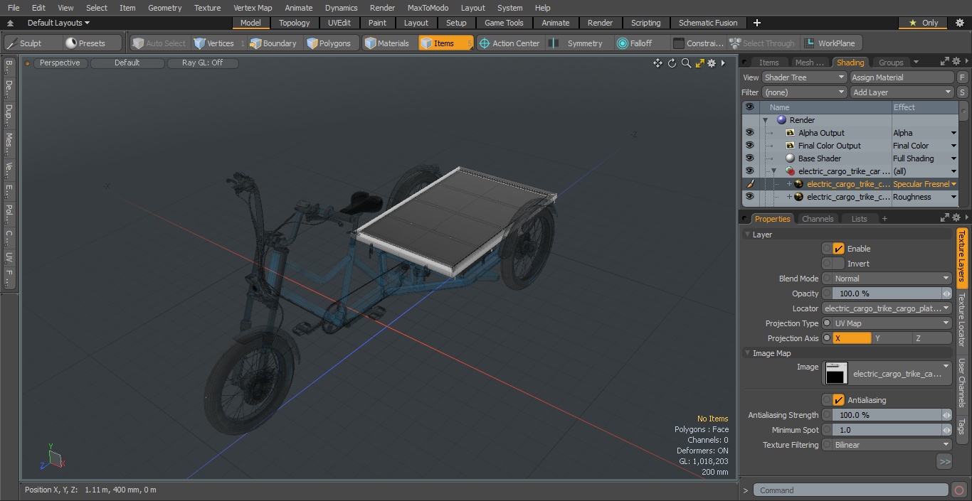 3D model Commercial Grade Electric Trike with  Flatbed