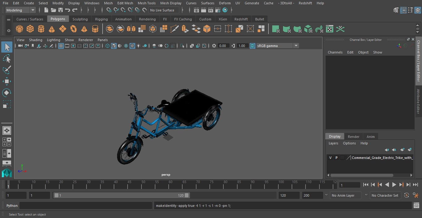 3D model Commercial Grade Electric Trike with  Flatbed