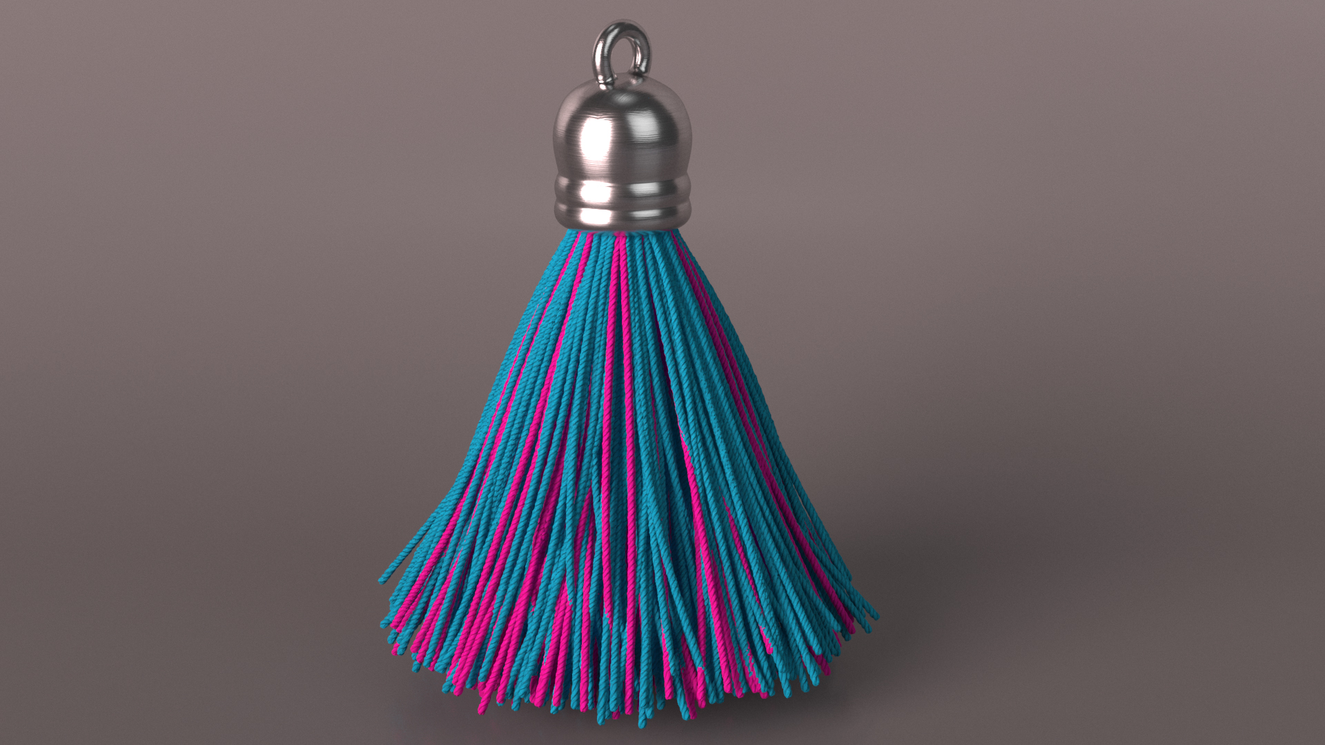 Metal Cap Yarn Tassel Multicolor 3D