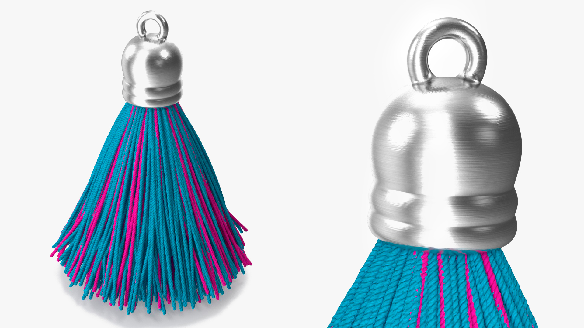 Metal Cap Yarn Tassel Multicolor 3D