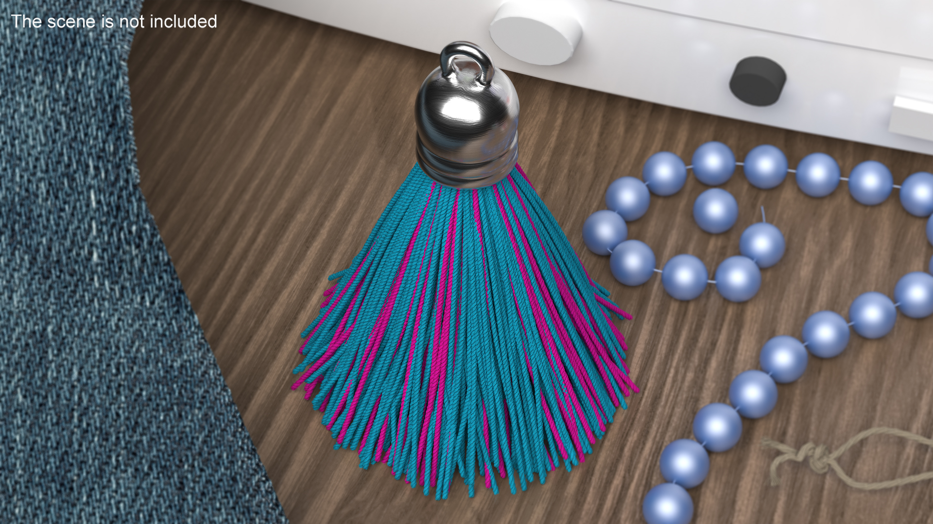 Metal Cap Yarn Tassel Multicolor 3D