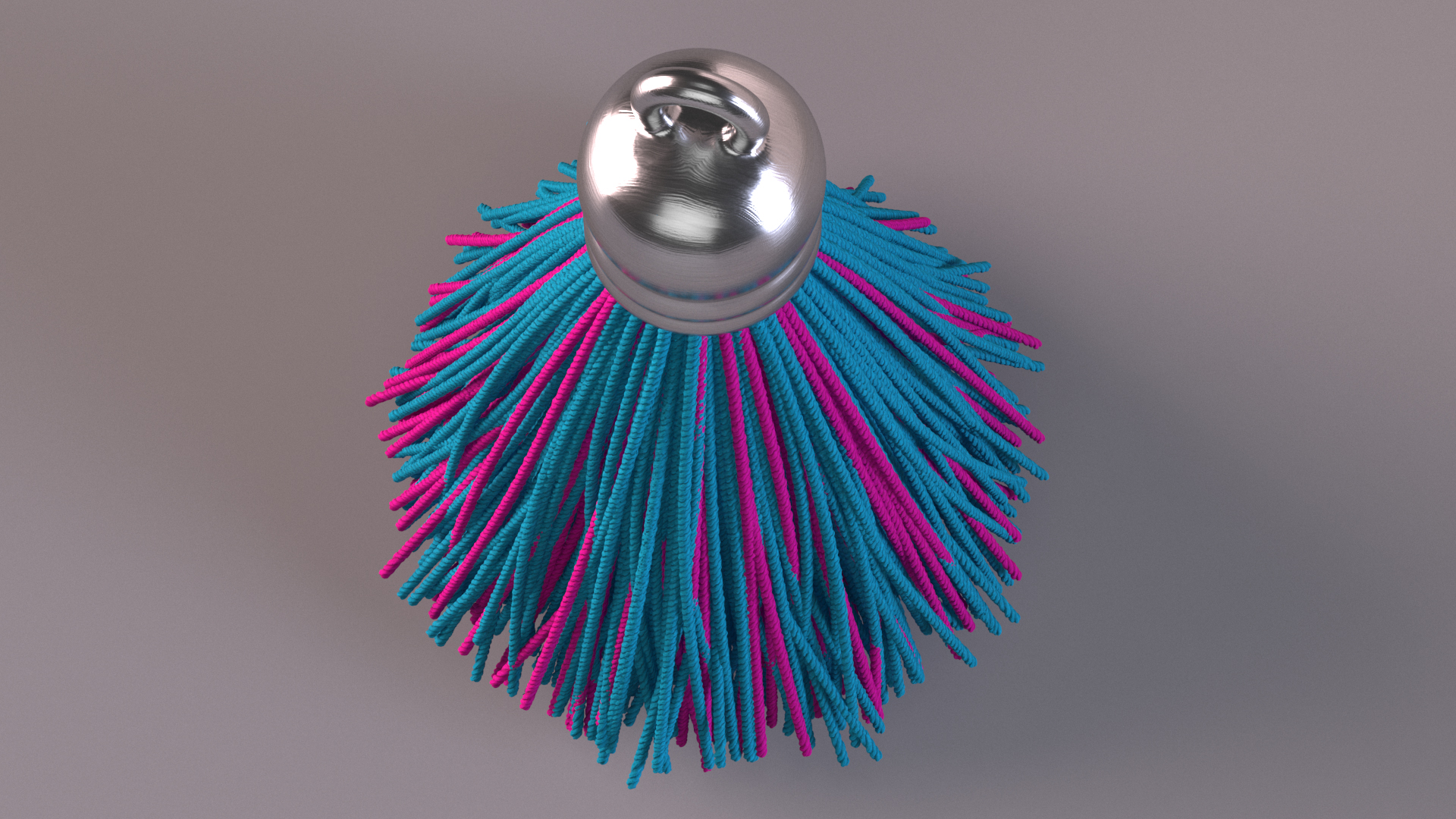 Metal Cap Yarn Tassel Multicolor 3D