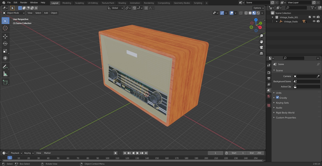 3D Vintage Radio model