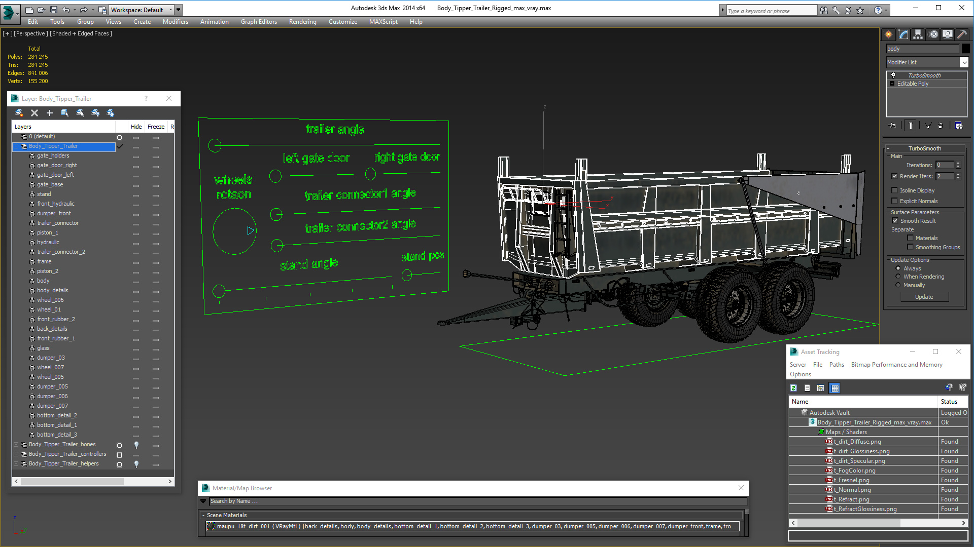 3D Body Tipper Trailer Rigged