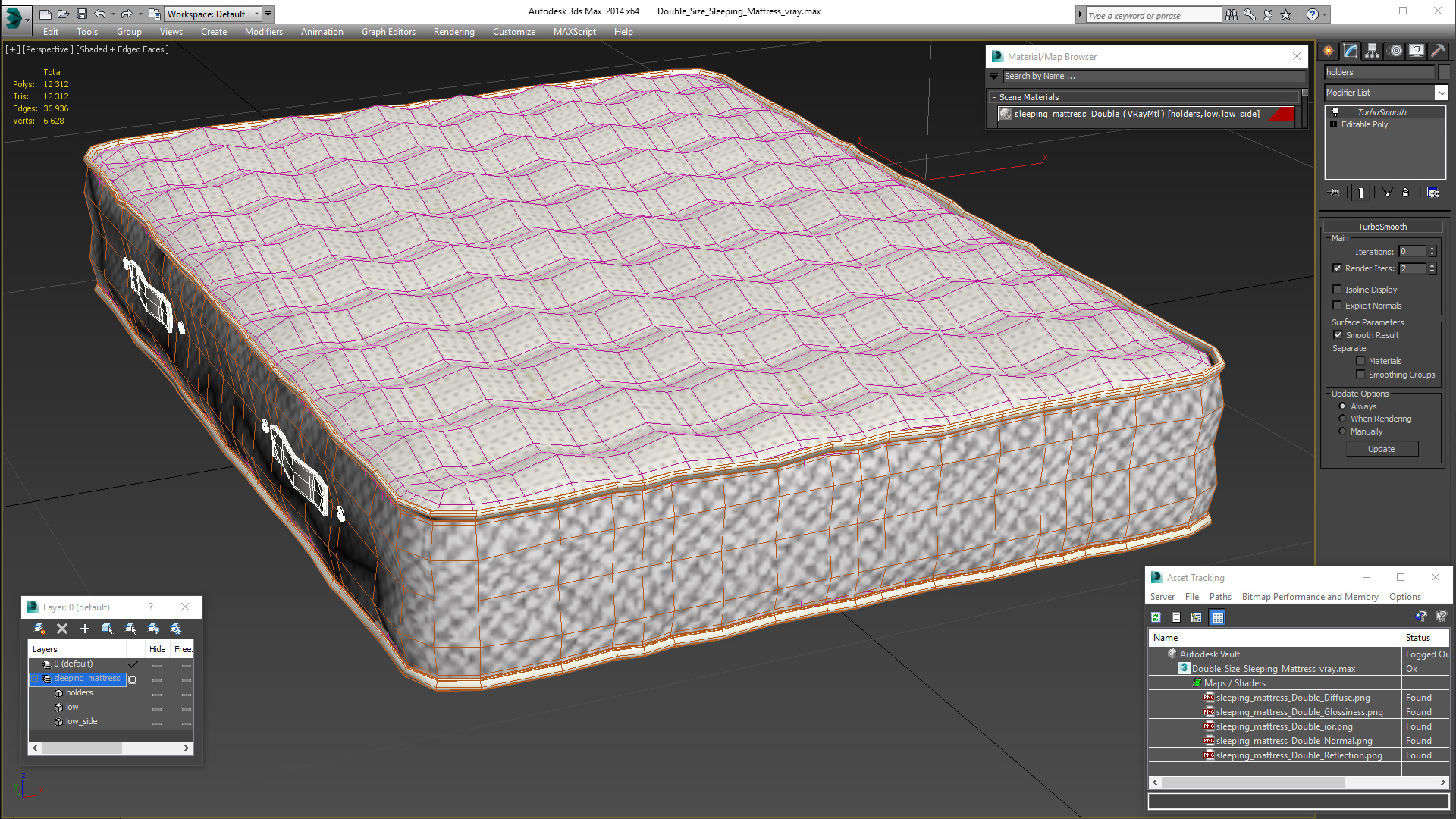 Double Size Sleeping Mattress 3D model