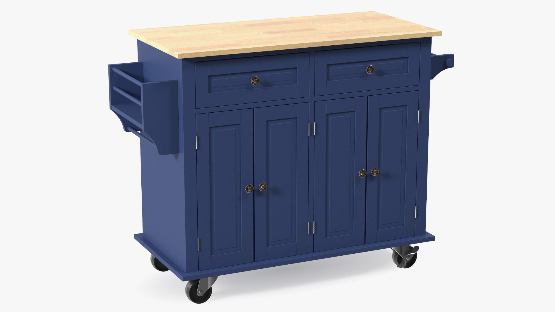 Kitchen Cart on Wheels Blue 3D