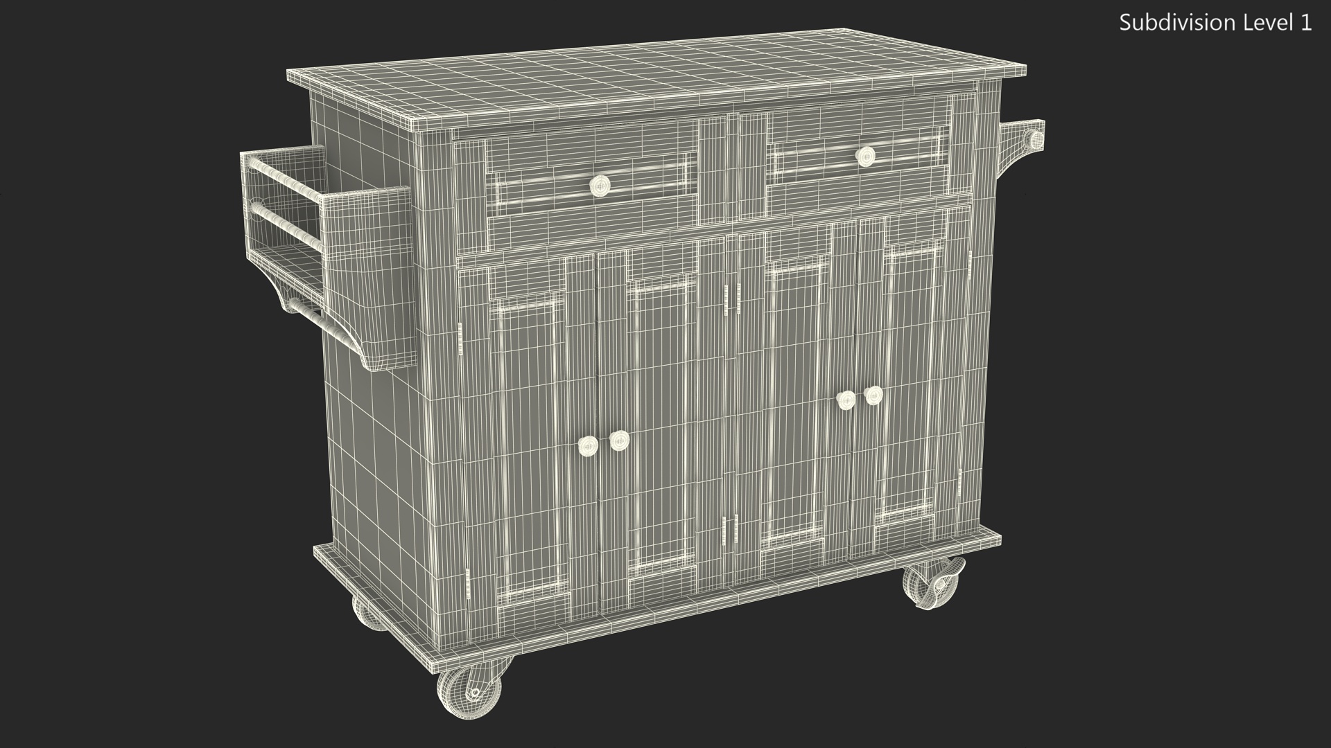 Kitchen Cart on Wheels Blue 3D