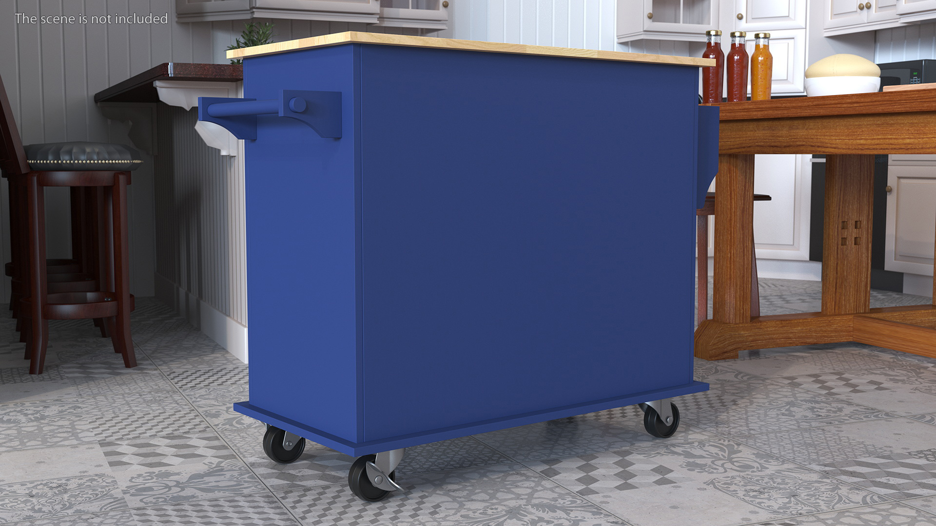 Kitchen Cart on Wheels Blue 3D