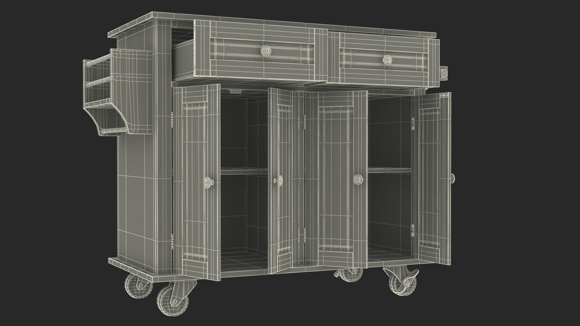 Kitchen Cart on Wheels Blue 3D