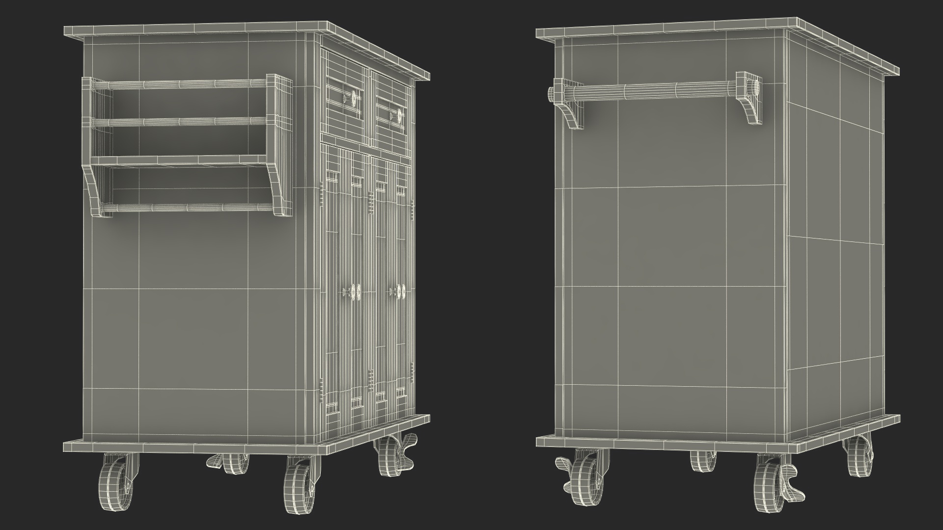 Kitchen Cart on Wheels Blue 3D