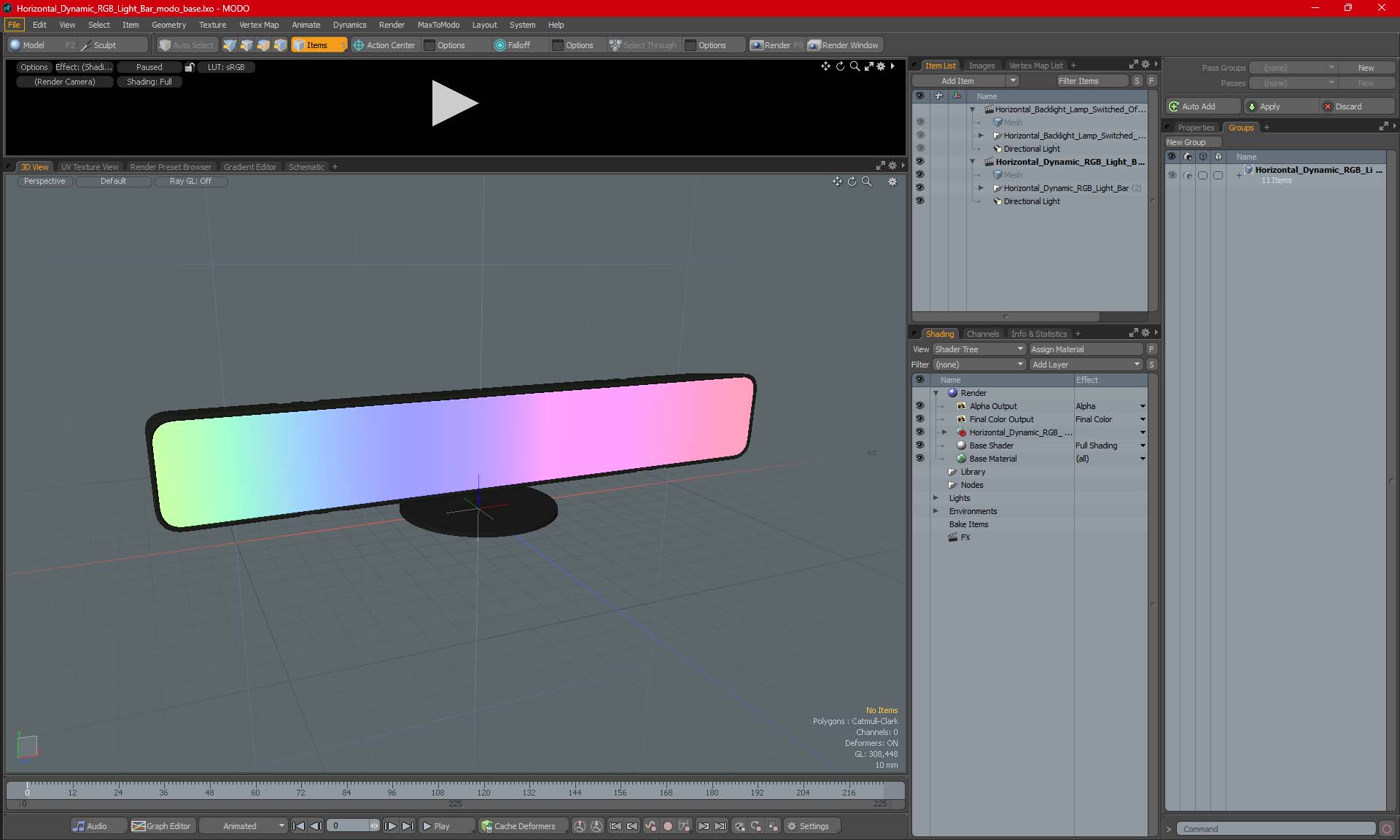 Horizontal Dynamic RGB Light Bar 3D