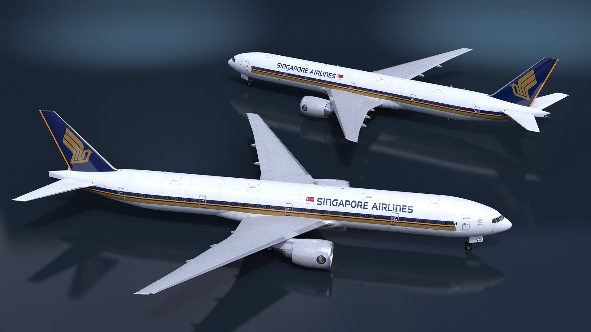 3D Boeing 777 Singapore Airlines Rigged