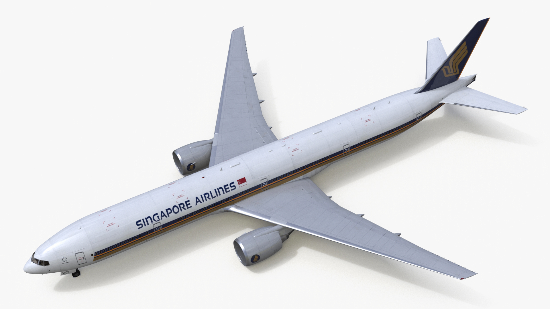 3D Boeing 777 Singapore Airlines Rigged