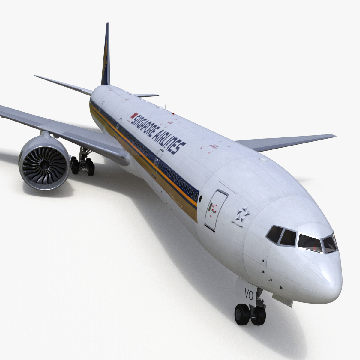 3D Boeing 777 Singapore Airlines Rigged