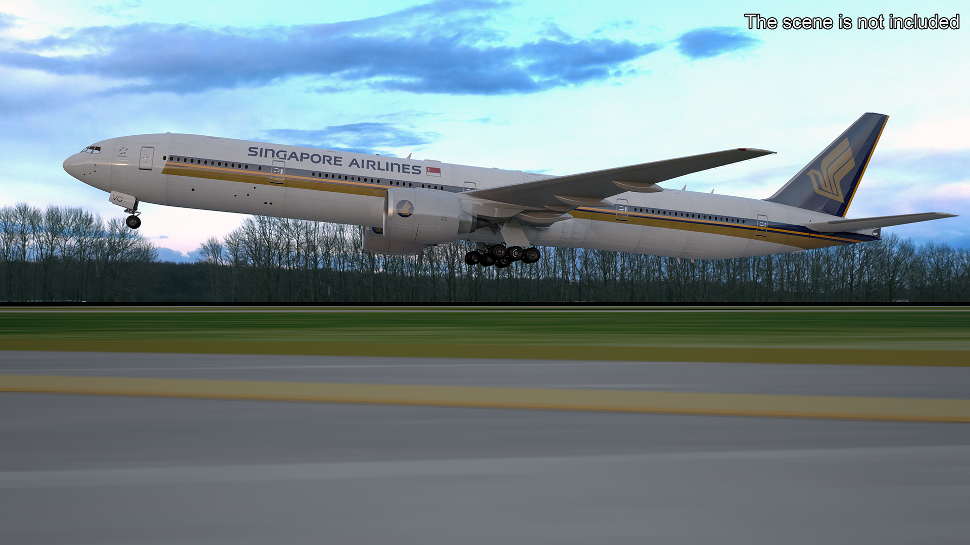 3D Boeing 777 Singapore Airlines Rigged