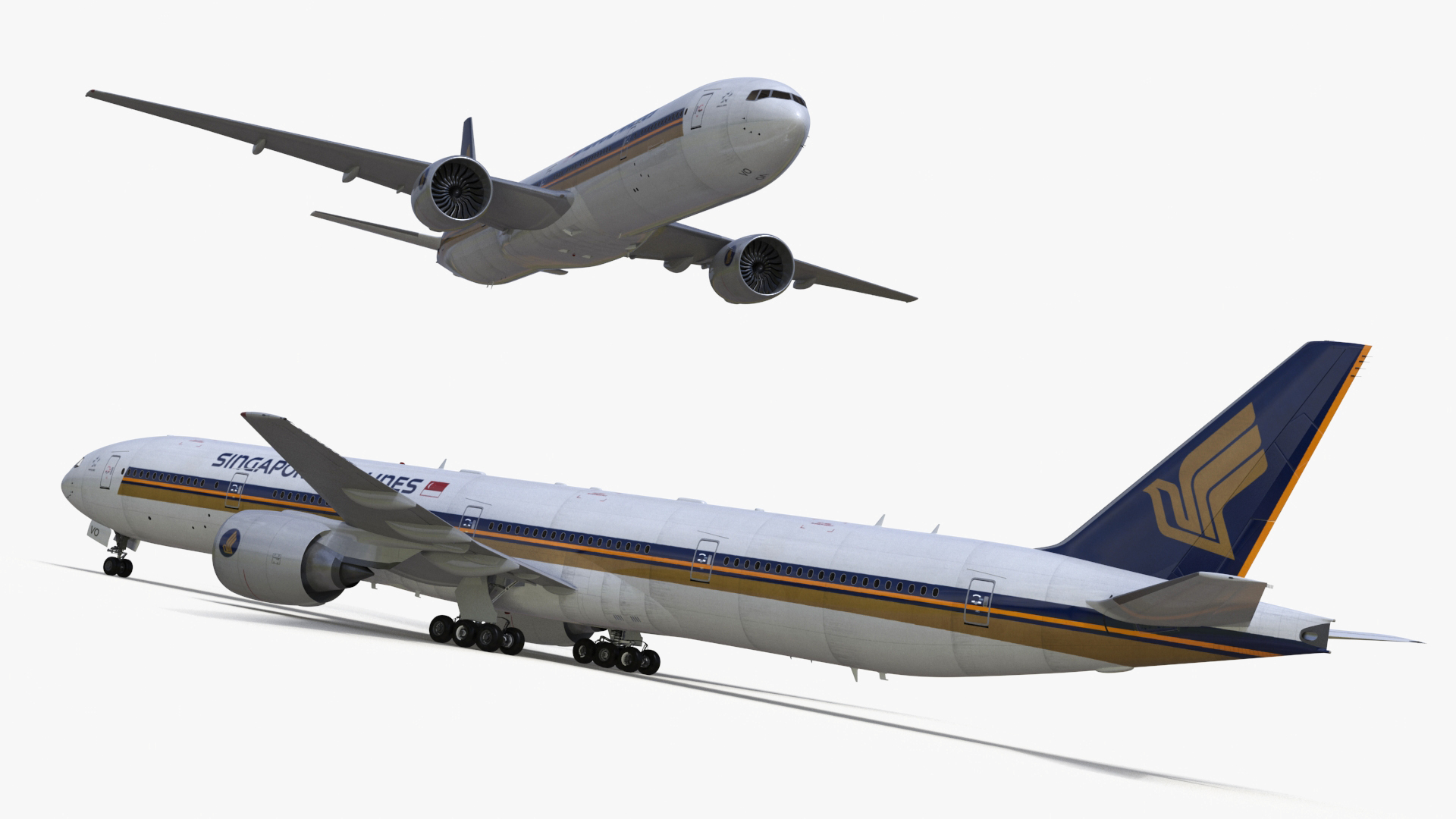 3D Boeing 777 Singapore Airlines Rigged