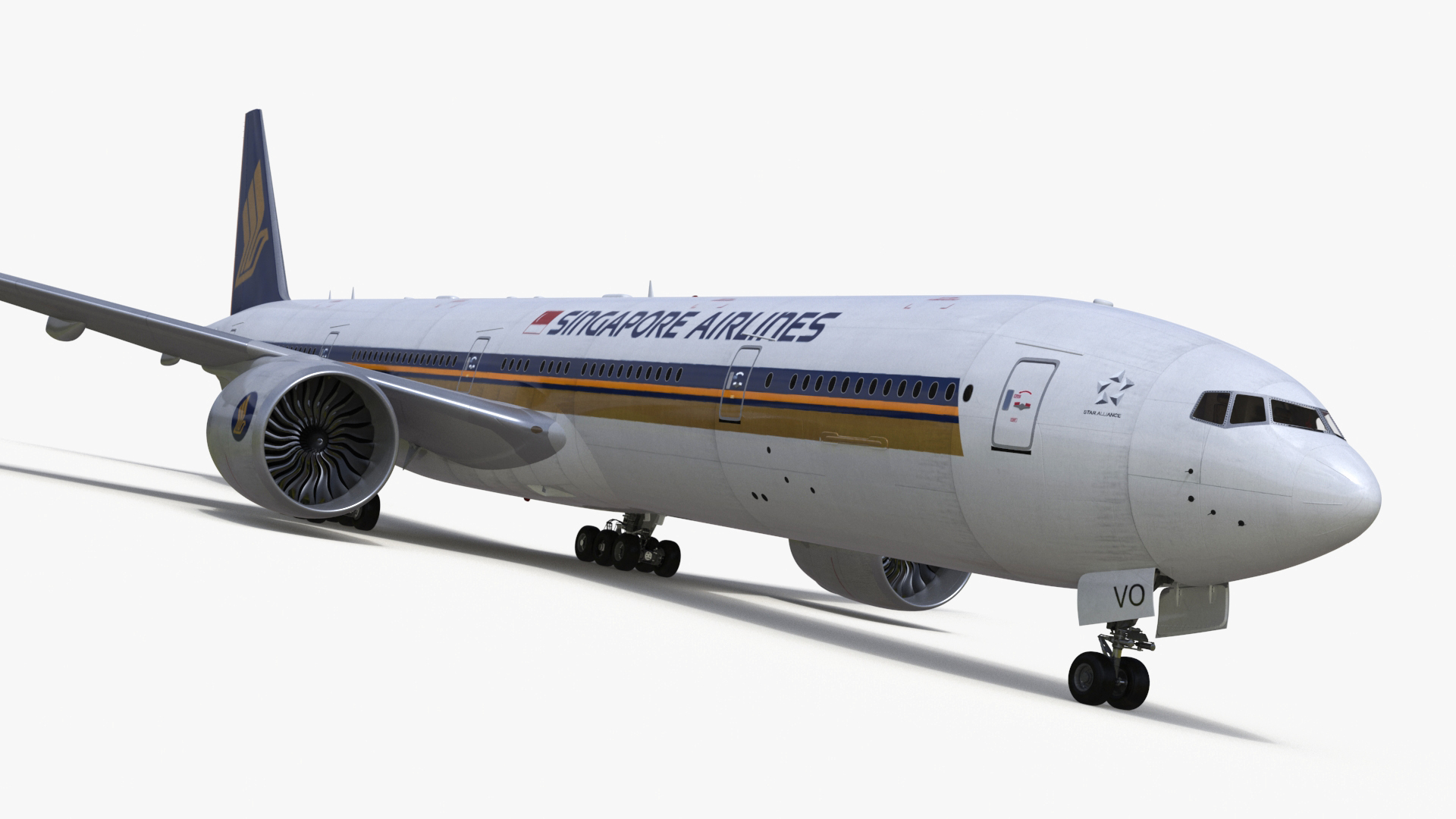 3D Boeing 777 Singapore Airlines Rigged