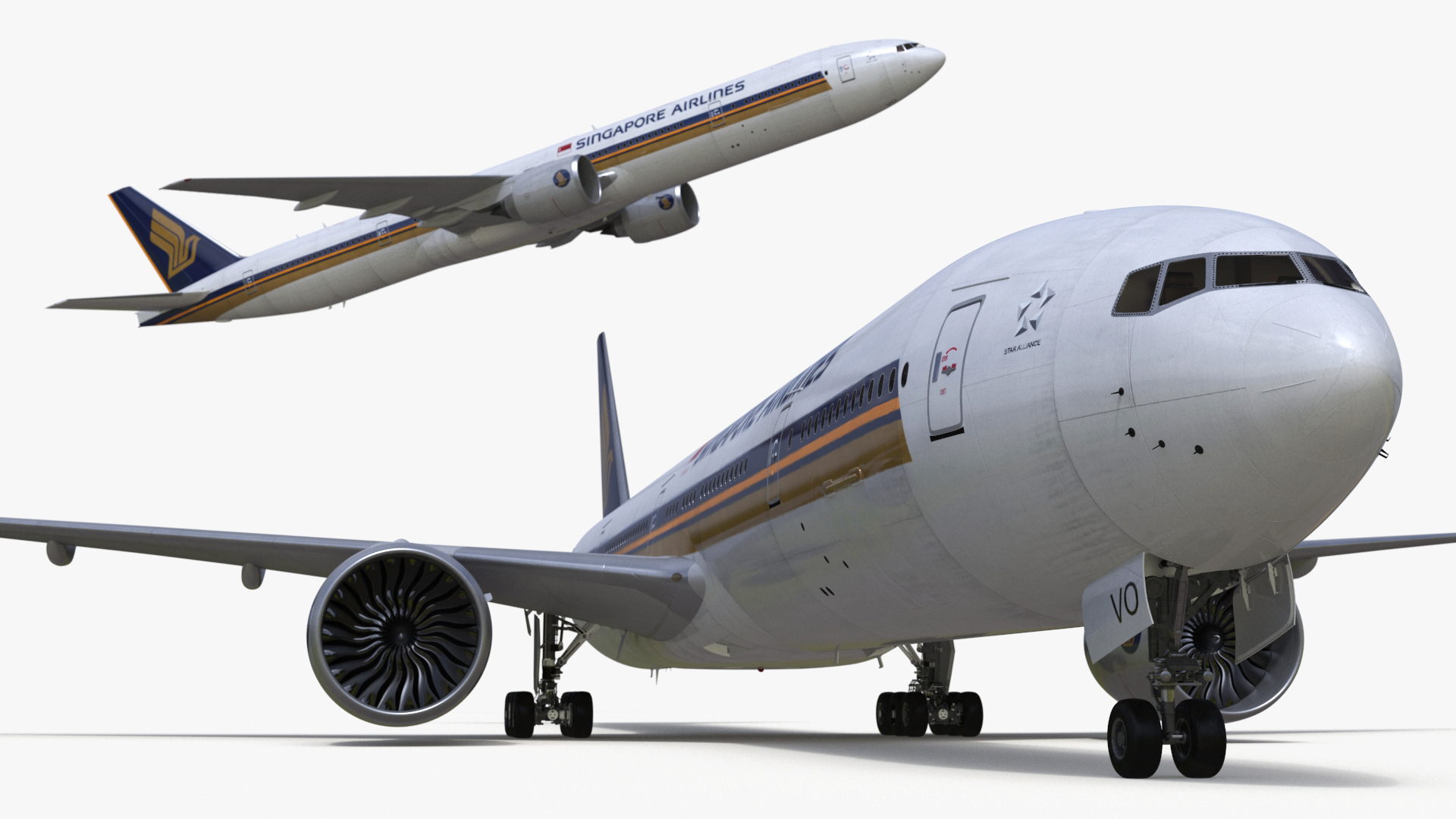 3D Boeing 777 Singapore Airlines Rigged