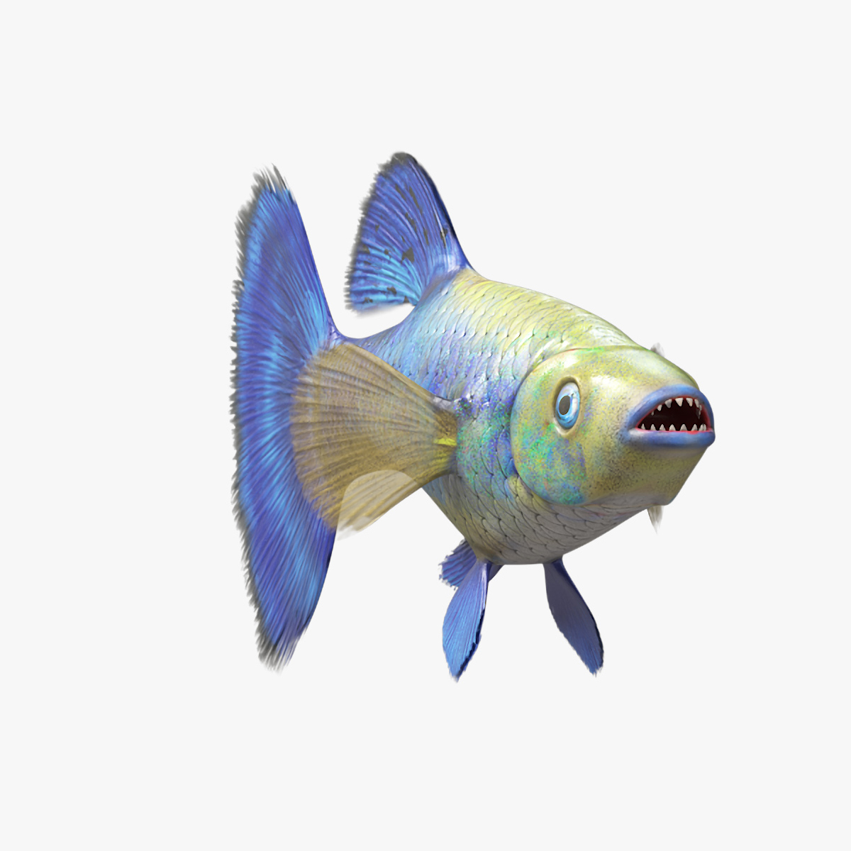 Guppy Fish Blue Diamond Rigged for Cinema 4D 3D model