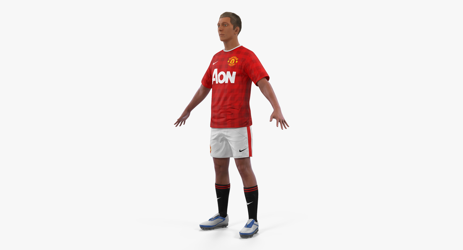 3D Soccer or Football Player Manchester United with Hair model