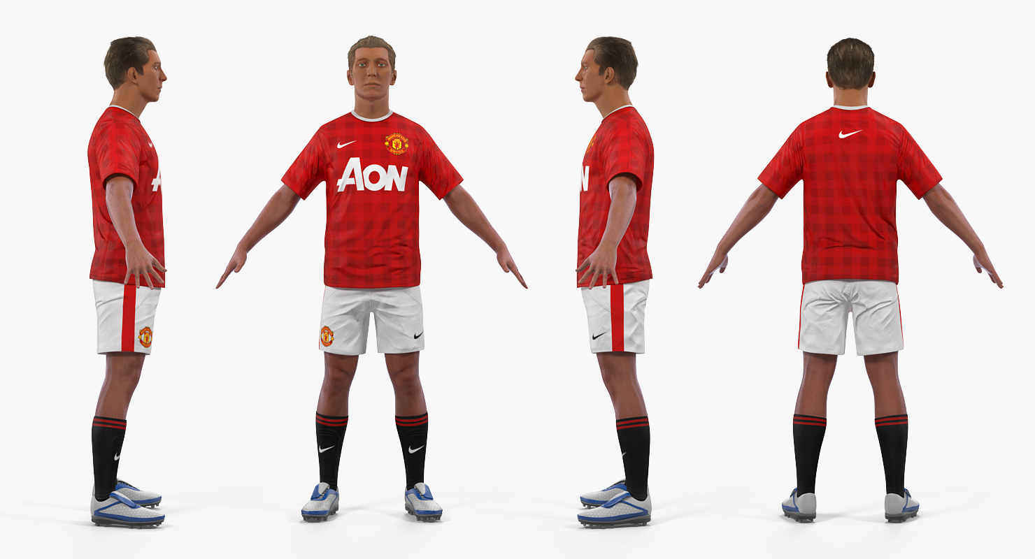 3D Soccer or Football Player Manchester United with Hair model