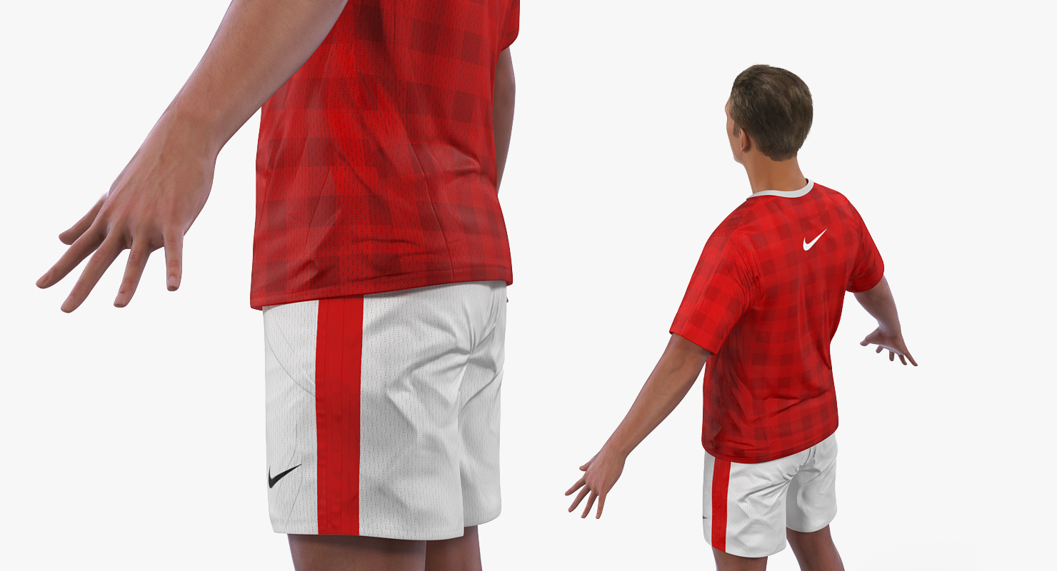 3D Soccer or Football Player Manchester United with Hair model