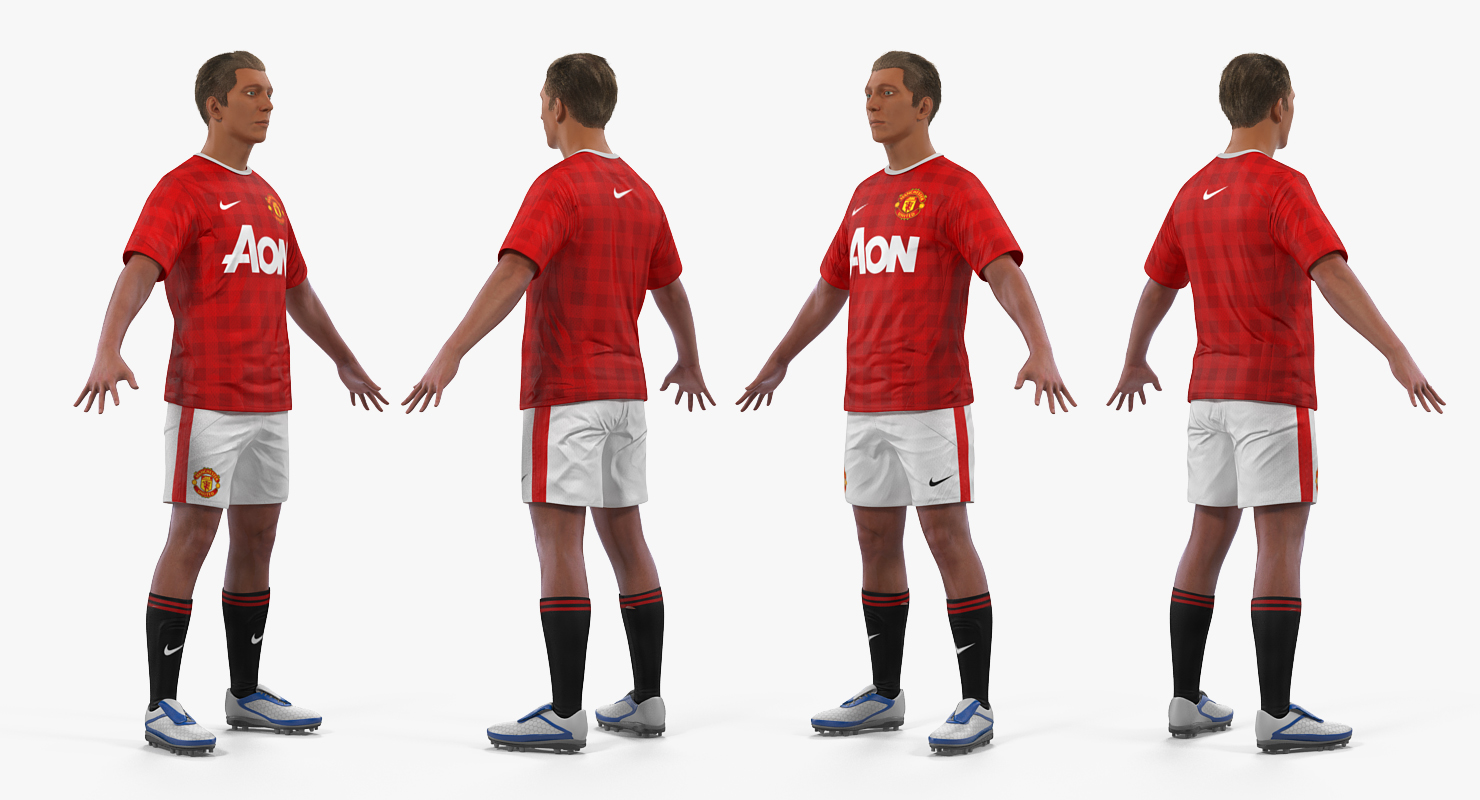 3D Soccer or Football Player Manchester United with Hair model