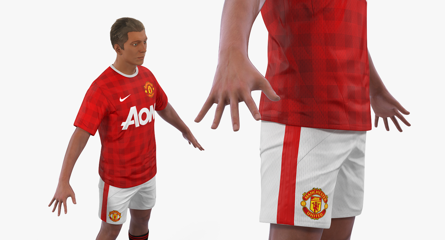 3D Soccer or Football Player Manchester United with Hair model