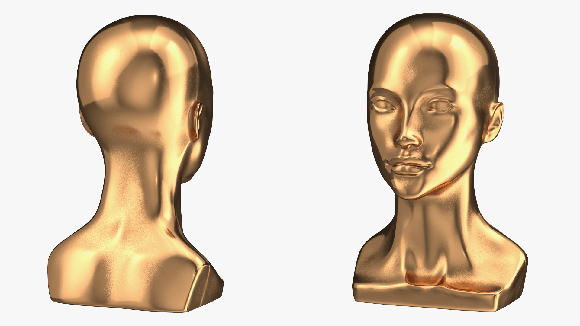 3D Female Mannequin Head Golden model