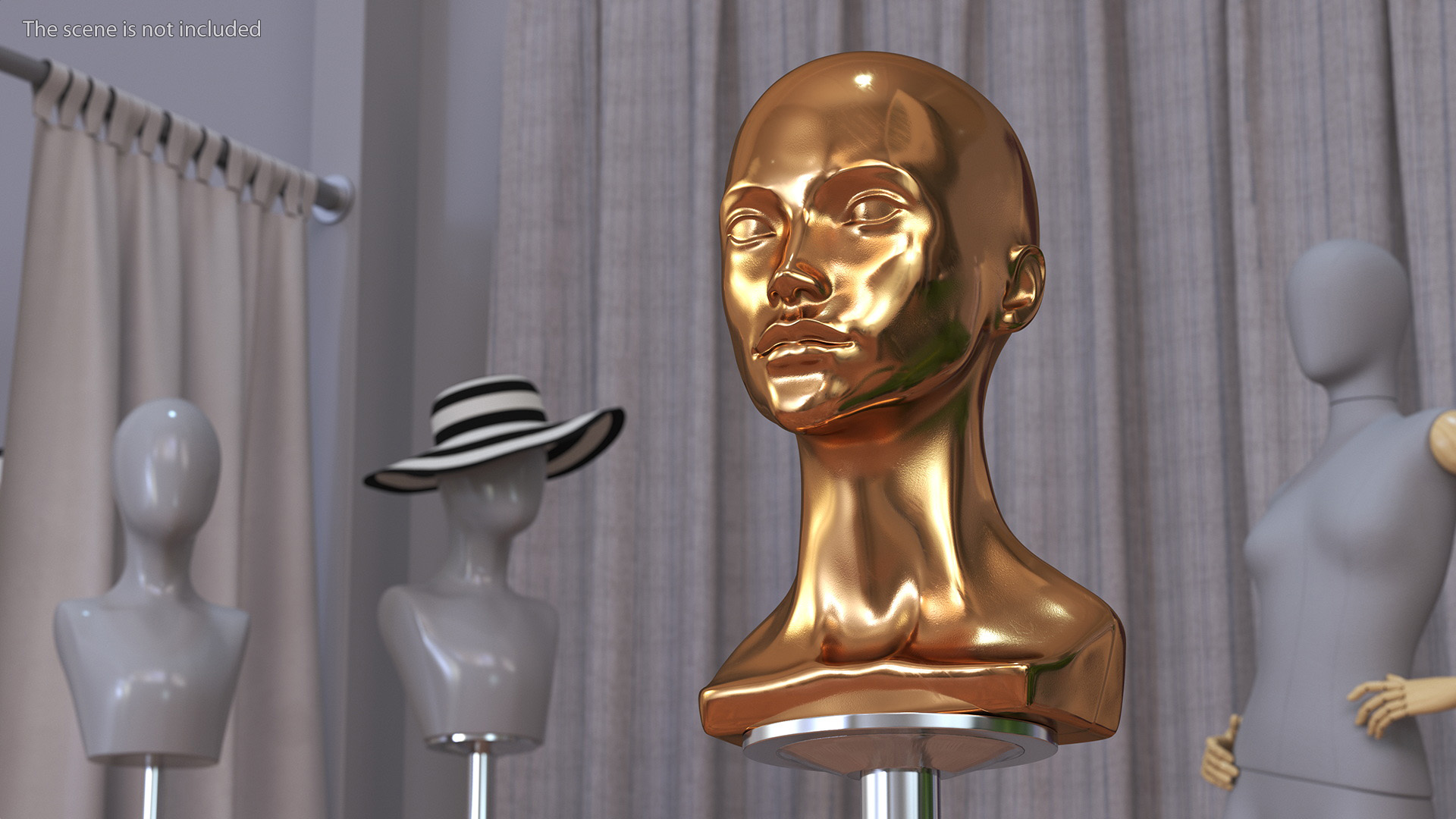 3D Female Mannequin Head Golden model