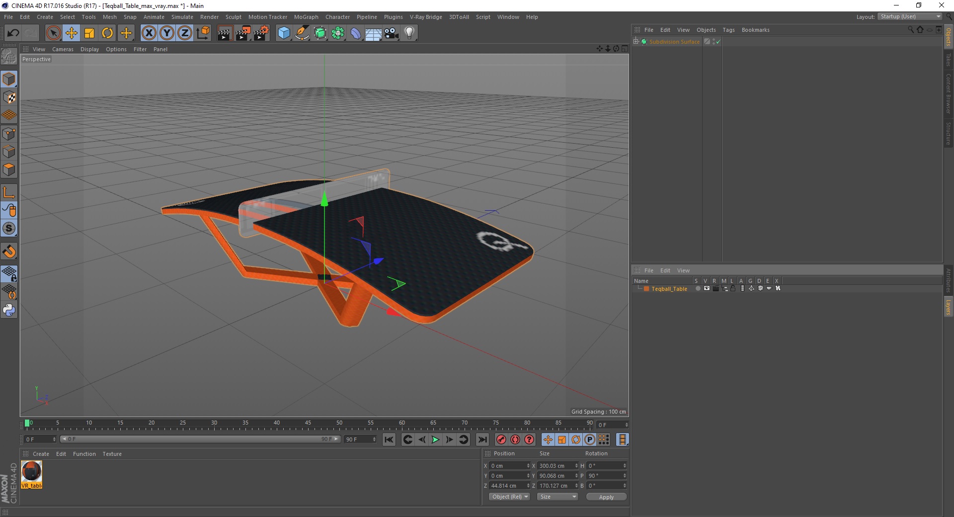 3D Teqball Table model