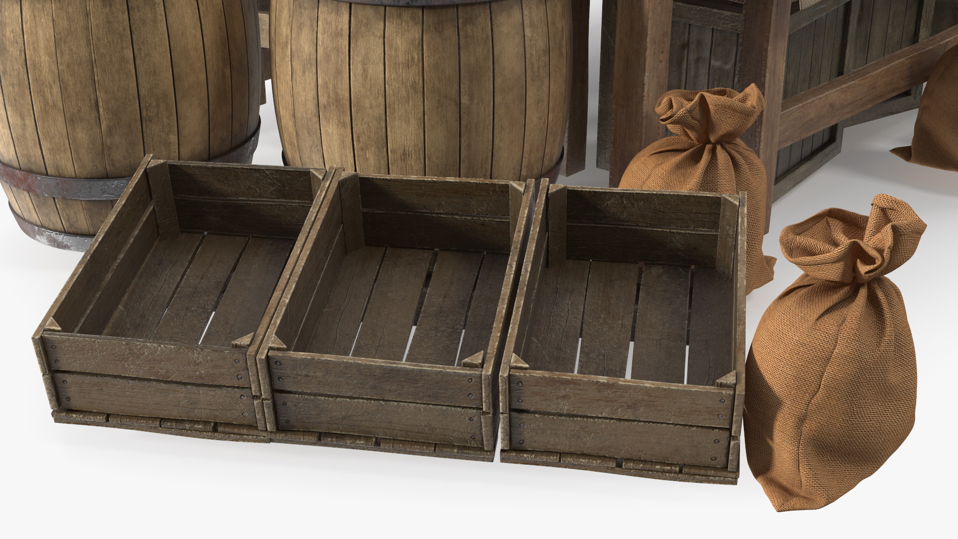 Medieval Market Stall Empty 3D