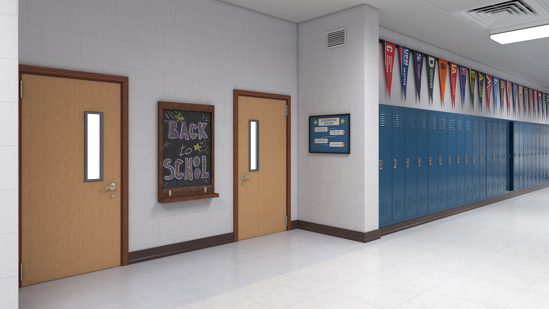 3D Middle School Hallway