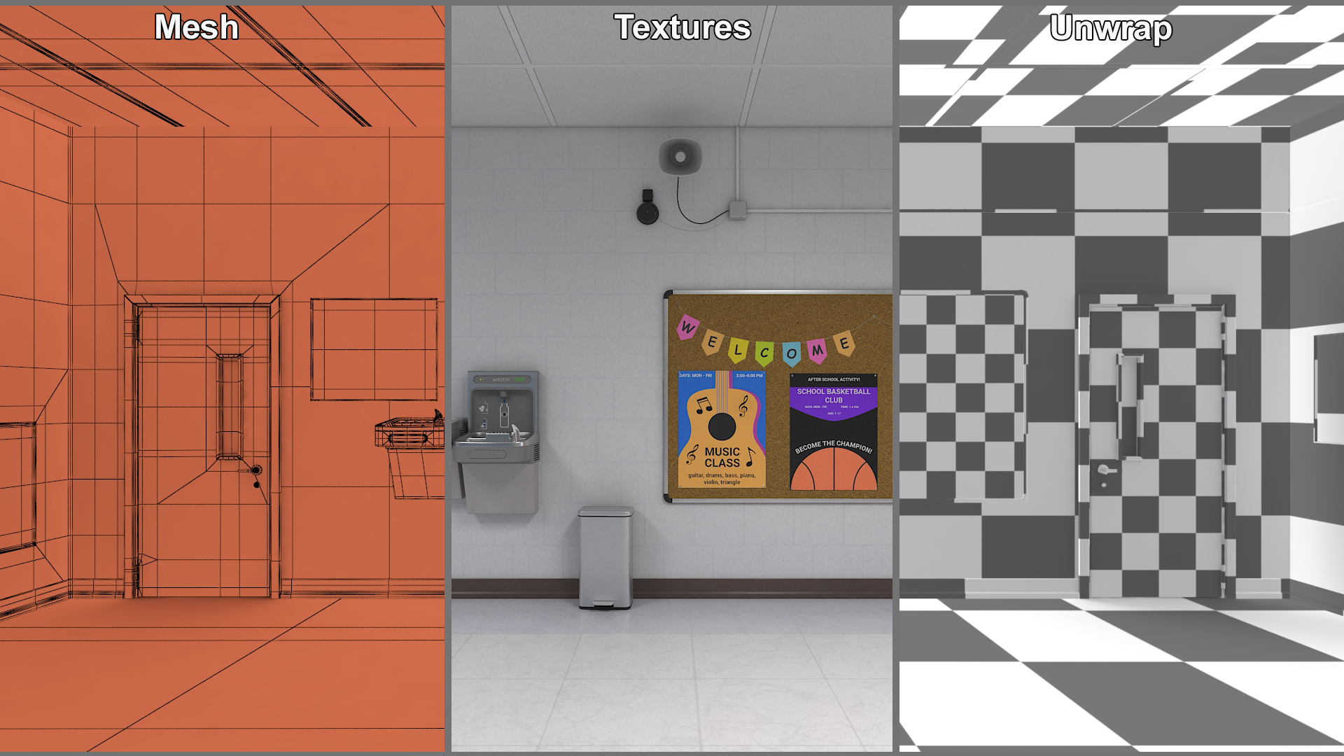 3D Middle School Hallway