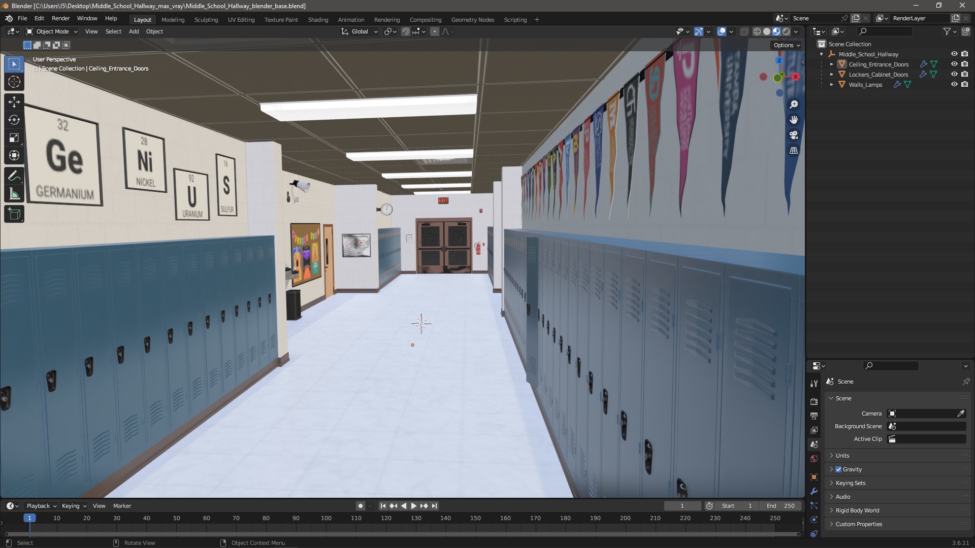 3D Middle School Hallway