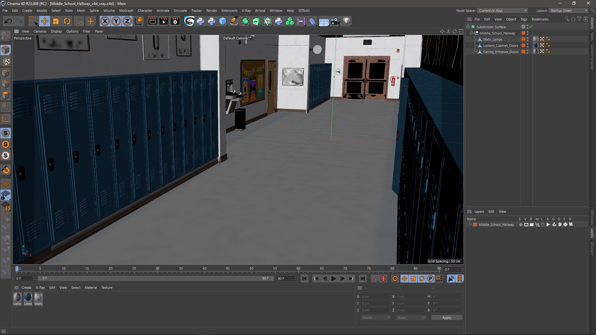 3D Middle School Hallway