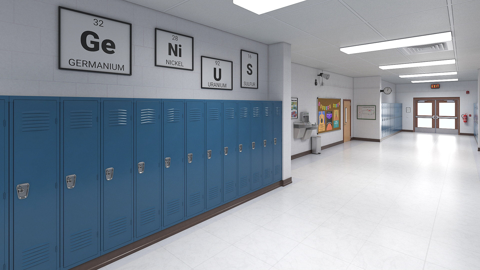 3D Middle School Hallway