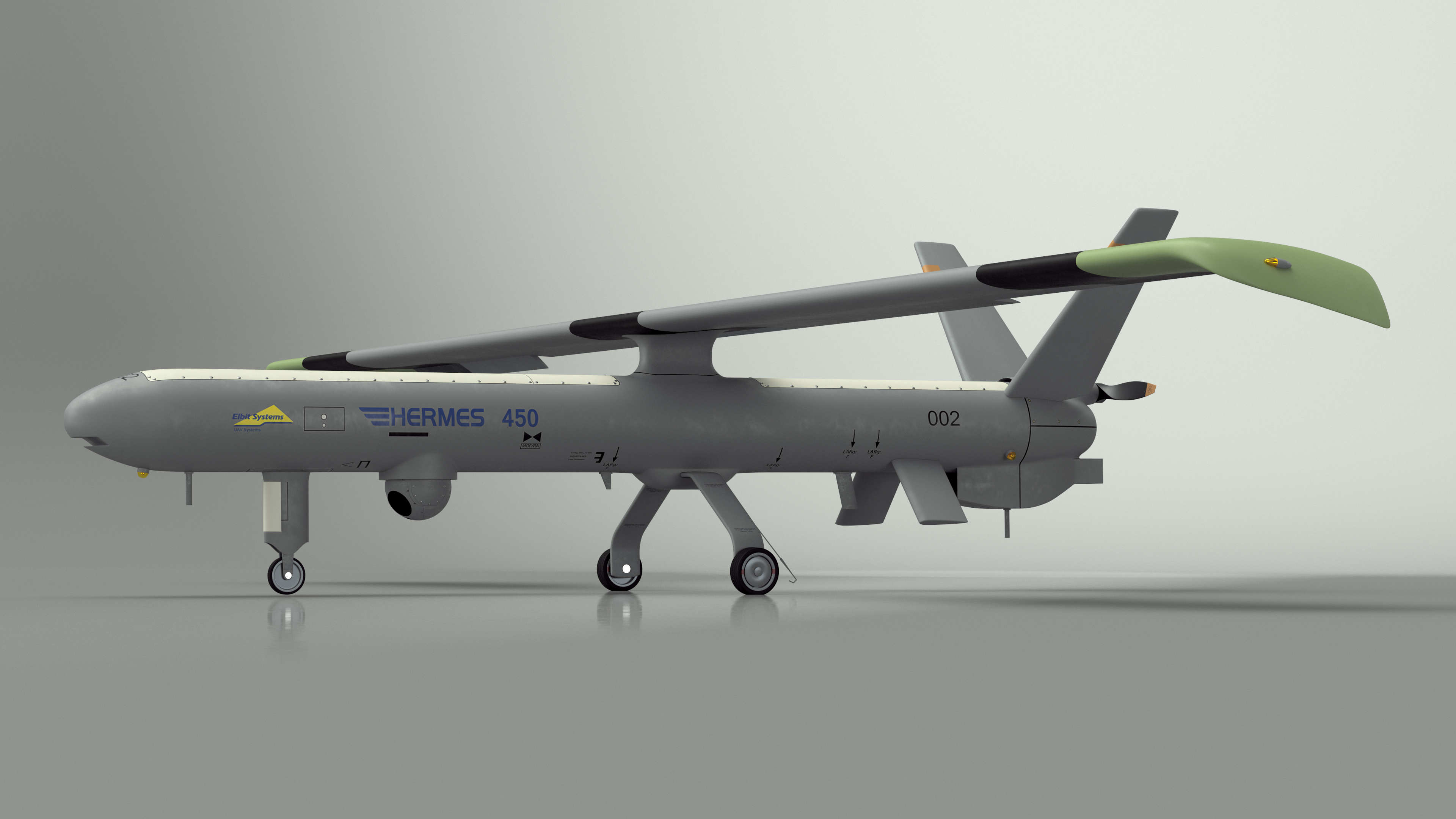 3D Hermes 450 Multi-Role High Performance Tactical UAS Rigged model